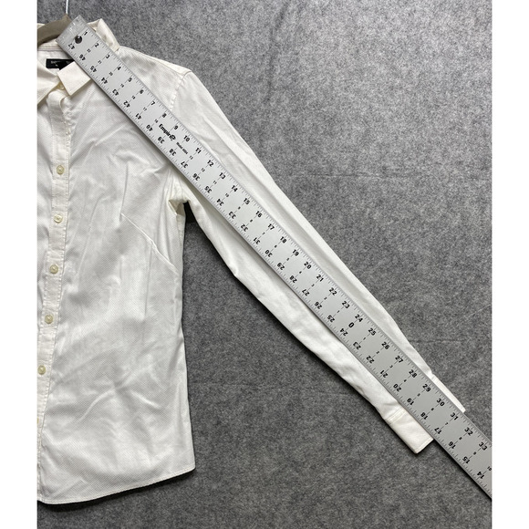 Banana Republic Shirt Womens 6 White Non-Iron Fitted Button Down Texture - Picture 6 of 14